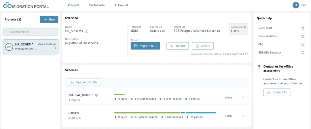 The Migration Portal home page.