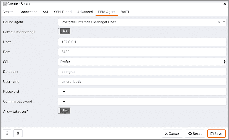 PEM server agent binding options